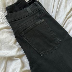 7 For All Mankind black denim skinny jeans. Size 28. No flaws.